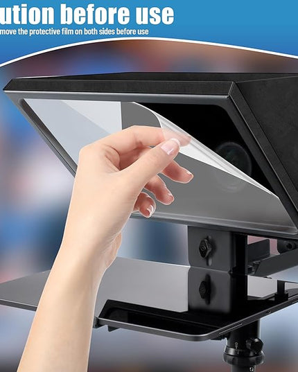 i2/12-inch professional teleprompter, tempered optical glass, all-metal structure, equipped with remote control and dedicated app, compatible with a wide range of devices