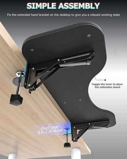 NODOCA Arm Rest for Desk, Ergonomics Wrist Rest, Desk Extender, Soft Sponge Built-in, Comfortable Arm Support for Desk, Wrapped in Eco-Friendly Leather, Foldable Elbow Rest for Desk(1, Black, 26.5'')