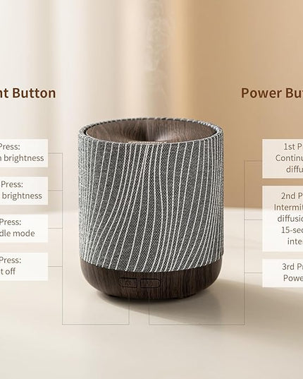 ZmarKraft Essential Oil Diffuser 7 fl oz 200ml with Fabric Cover and Night Lamp | Ultrasonic Aroma Diffuser | Humidifier w Lights | Room Decor | Small Humidifier for Bedroom | Gift (Dark Brown)