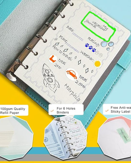 A7 Planner Refill,4 Pcs per Set, 360pages, Grid Mattrix Paper, with Label Stickers Gift,Mini Binder Refills,6 hole/100gsm Thick Paper/4.84 x 3.23'', Harphia