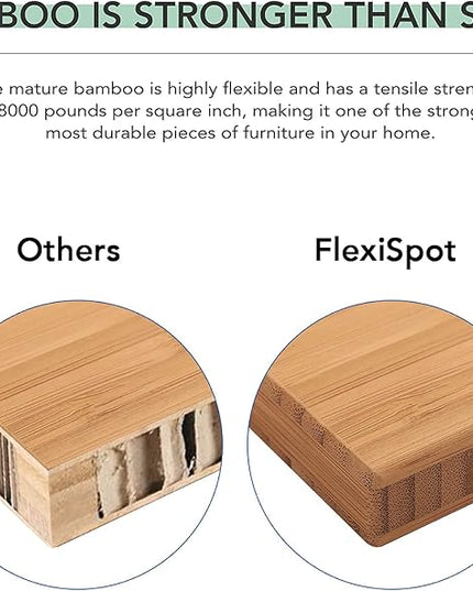 FlexiSpot E6 Bamboo 3-Stage Dual Motor 72 x 30 Electric Standing Desk Sit Stand Up Desk, Holds 220 lbs, Adjustable Height w/ Memory Presets, Solid Bamboo Desktop & White Frame, Ships in 2 Boxes