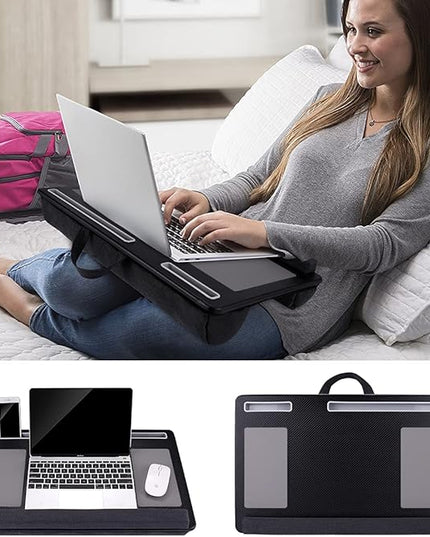 Extra Large Lap Laptop Desk- Home Office Portable LapDesk with Mouse Pad & Wrist Rest for Notebook/MacBook/Tablet, Sofa Bed Working, Writing, Drawing (Carbon Black, Fit Up to 17-inch Laptops)