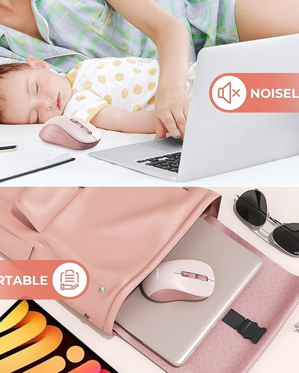 seenda Wireless Mouse, Bluetooth & 2.4G USB Dual Mode for Laptops & Computers - Mac & Windows Compatible - Pink
