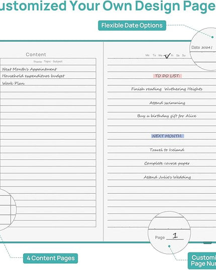Lined Journal Notebooks for Work, Travel, College, A5 Size 100 GSM Thick Paper, Classic Ruled Journaling Notebook, Hardcover Notepad for Writing 160 Pages, 5.5 x 8.3 inch, Turquoise