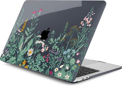 DONGKE Compatible with MacBook Pro 13 inch Case 2024 2023-2020 Release A2338 M2/M1 A2251 A2289 with Retina Display & Touch ID, Plastic Hard Shell & Keyboard Cover & Screen Film - Beautiful Wildflowers