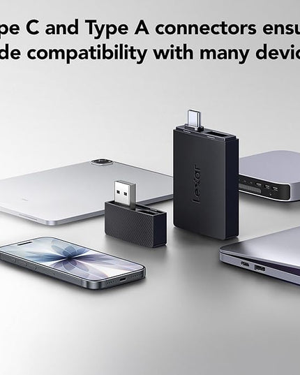 Lexar Dual Slot MicroSD/SD Card Reader for iPhone, USB 3.2 Gen 1, up to 255MB/s Read, Compatible with iPhone 15+, Laptop, Desktop (LRW360U-BNBNG)