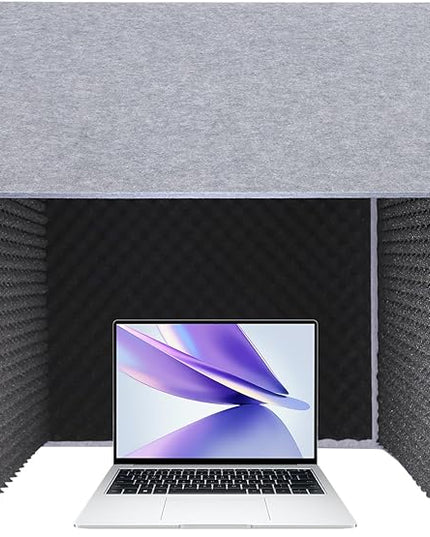 Desktop Soundproof Cover, Portable Vocal Recording Booth Isolation Booth Small Music Recording Studio Vocal Sound Absorbing Shield Sound Proof Foam Panels for Offices,Home,Recording Studios (Black)