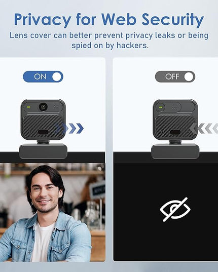 4K Webcam for PC, with 2 Microphone, 85° FOV Computer Cameras with Mirror & Flip Funtion, Remote, Precise Focus, Privacy Cover, Tripod, Webcam for PC, Great for for Computer/Zoom/Skype/Teams/Windows