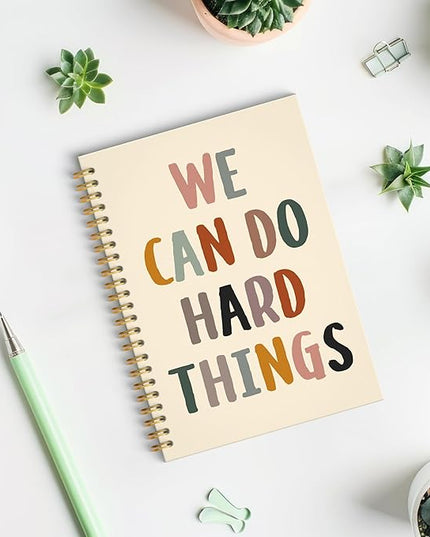 We Can Do Hard Things Inspirational Spiral Notebook, Positive Affirmation Gifts, Affirmation Journal, Boho Motivational Journal Notebook, 5.5x8.3 Inch