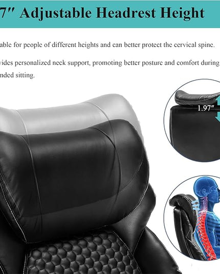 Big and Tall Office Chair,500lbs Capacity Ergonomic Desk Chair for Heavy People,PU Leather Swivel Rolling Computer Chair with Padded Flip-up Arms,High Back Executive Office Chair,Black