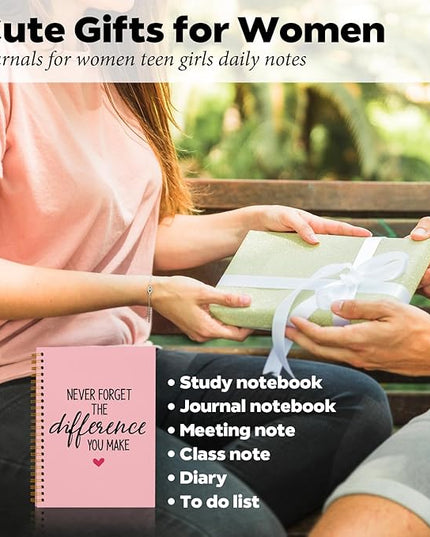 DSHFG Pink Notebook Journal for Women Employees Gifts, Notebooks for Work Office Supplies, Appreciation Gifts Thank You Gift, Spiral Notebook, Never Forget The Difference You Make, 5.5x8.3