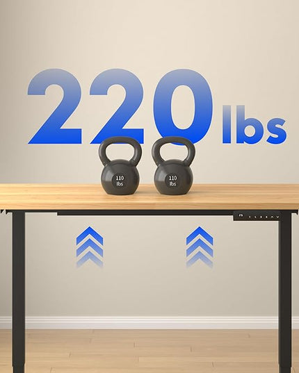 FLEXISPOT E3 Dual Motor Electric Standing Desk 48 x 24 Sit Stand Up Desk, Holds 220 lbs, Adjustable Height w/ Memory Presets, One-Piece Maple Desktop & Black Frame, Ships in 2 Boxes