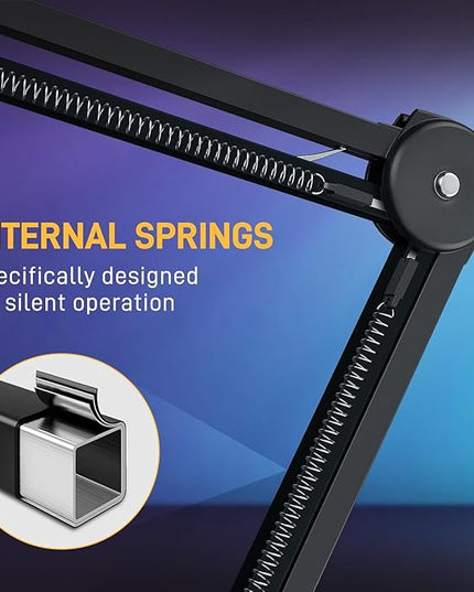MAONO Microphone Boom Arm: Heavy Duty Adjustable Metal Suspension mic stand with Upgraded Desk Clamp and 3/8" to 5/8" Screw Adapter for Podcasting Recording Streaming Gaming - BA37
