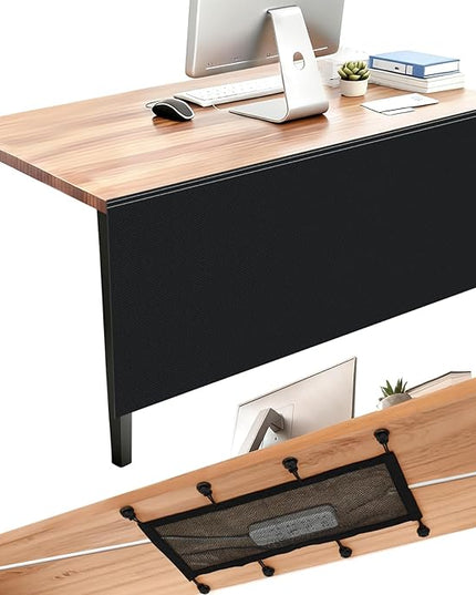 Tegeme Under Desk Privacy Panel with Cable Management Net Desk Skirt Self Adhesive Modesty Panel with Cord Organizer Pockets for Office Home Standing Workstation (60 '')