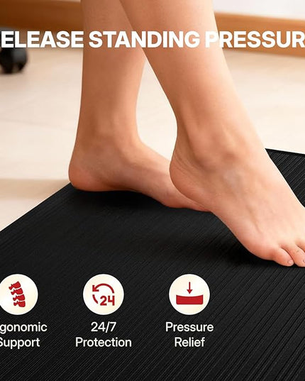 NORTHSKY Olympia Anti Fatigue Mat, Kitchen Mats for Floor, Ribbed, 3 x 2 ft, 5/8" Thick, Waterproof PU, Slip-Resistant, High-Density Memory Foam, for Garage Repair, Kitchen&Balcony, Office（36''x24''）