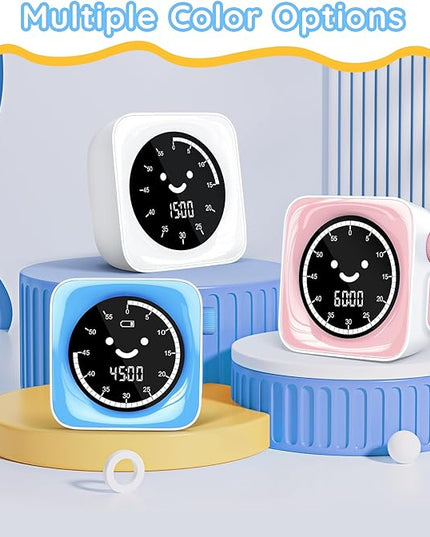 60-Minute Visual Timer for Kids Digital Visual Countdown Timer for Kids Toddler for School Classroom, Time Management Tool with Silent Operation, Blue & White