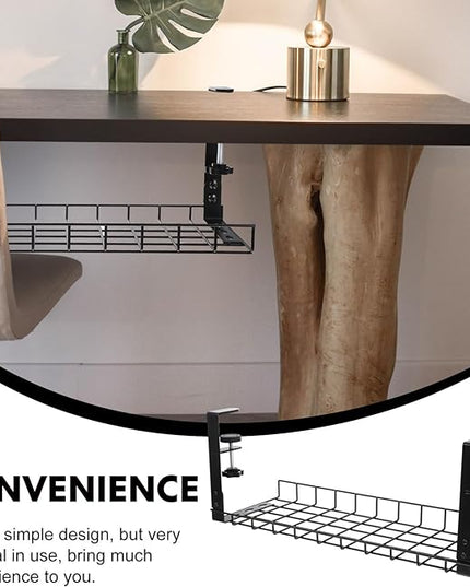 Under Desk Cable Management Tray Wire Organizer Cord Rack 500Mm Black No-Drill Installation Office Desk Cable Tray Storage