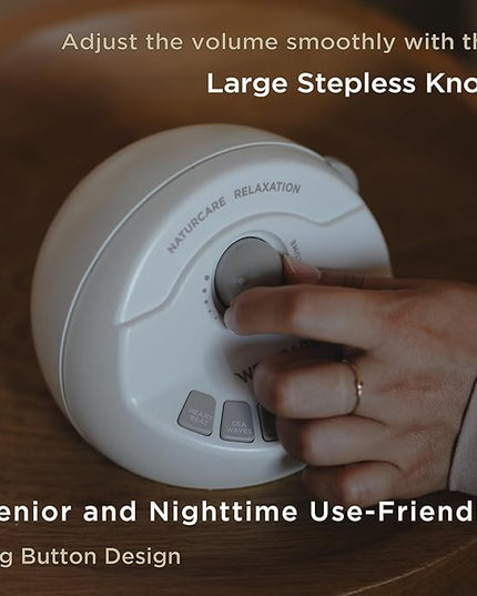 WELLCARE-Naturcare Sound Relaxation, White Noise, 7 Nature Sounds, Sleep Sound Machine, Calm Infants, for Baby, Kids, Adult. Stepless Volume, Timer, Powered by Adapter or Batteries(Both Not Incl.)