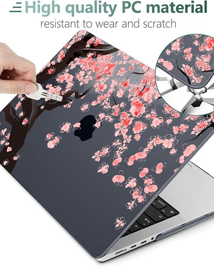 DONGKE Case for M5 MacBook Pro 14 inch 2025 2024-2021 M4 M3 M2 M1, Plastic Hard Shell Cover Compatible with A3434 A3112 A3401 A3185 A2992 A2779 A2442, Retina XDR Display & Touch ID, Cherry Blossoms