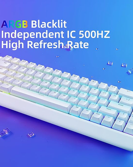Mer68 SE Wired 68 Keys, Magnetic Switch Mechanical Keyboard, 8KHZ Polling Rate/Latency As 0.125MS/64KHZ All Keys Scan Rate/ARGB, Hot Swappable Gaming Keyboard(White)
