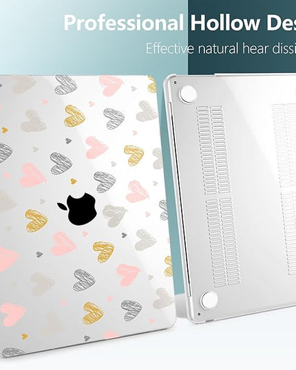 DONGKE for M4 MacBook Air 13.6 Inch Case 2025 2024 2023 2022 Model A3240 A3113 A2681 M3 M2 Chip, Plastic Hard Shell Case Cover with Touch ID for MacBook Air 13 Inch M4 - Hearts