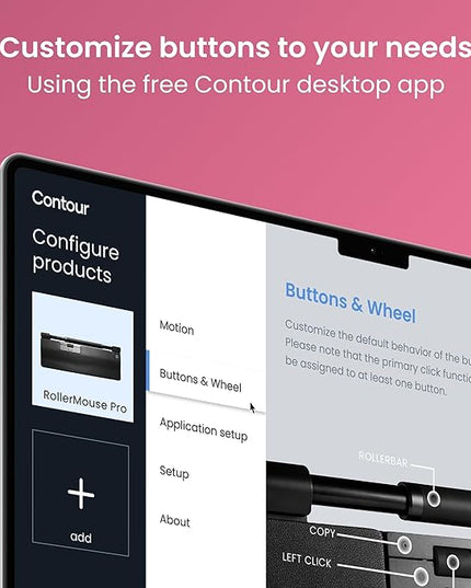 Contour RollerMouse Pro Ergonomic Central Rollerbar Design for Neck, Shoulder & Wrist Pain Relief, 6 Programmable Buttons, 600-2800 DPI, Productivity Plug & Play Mac & PC - Wireless - Slim