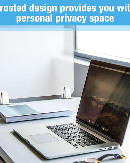 Desk Divider 4 Pcs Desk Privacy Panel 23.6''L x 15.8W'' Office Partitions Frosted Acrylic Panel Pack of 4 Desk Divider Partition with Adjustable Universal Base