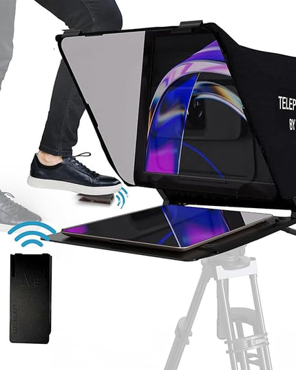 Teleprompter 5.0 12" Compatible with iPad, Tablet, Smartphone and DSLR Camera, Remote or App Control, Compatible with Android and iOS, Ideal for Video Recording, Aluminum Alloy