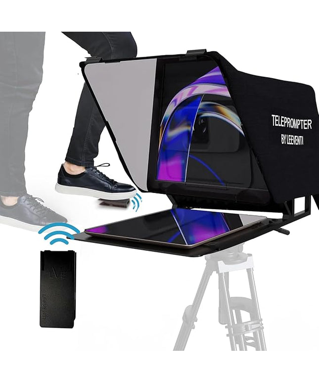 Teleprompter 5.0 12" Compatible with iPad, Tablet, Smartphone and DSLR Camera, Remote or App Control, Compatible with Android and iOS, Ideal for Video Recording, Aluminum Alloy