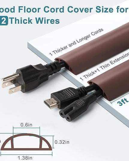 Floor Cable Cover 3ft Beige, LZEOY Cord Covers for Wires on Floor, Cord Hider Floor Cable Management, Extension Cord Floor Cover Low Profile, Floor Cord Cover for Office/Carpet/Floor
