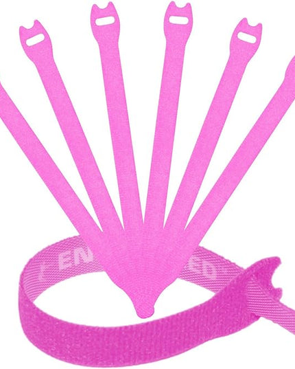Reusable Cable Ties 1/2" x 8" for Cable Management and Organizing Cords - 30 Pack Bundled with 2 Bonus Cinch Straps (Pink)