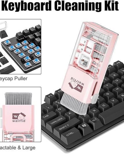 walrfid Laptop Keyboard Cleaner Kit, 15-in-1 Computer Screen Cleaning Brush Tool for iPhone MacBook, Electronic Device Clean Spray for Camera Lens PC TV Tablet, 82ml Screen Cleaner Pink