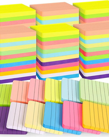 60 Pads Round Corner Lined Sticky Notes 3x3 in Post, 12 Bright Colors Self-Stick Note Pads it, Strong Adhesive Paper Memo Pads, 75 Sheets/Pad, Colored Note Pad Easy to Post for Home, Office, Notebook