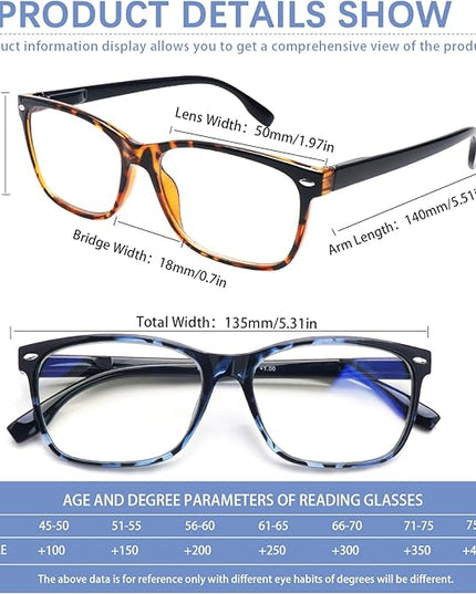 CLASAGA Progressive Multifocus Reading Glasses for Women, Pattern Print Blue Light Block Stylish Ladies Computer Readers