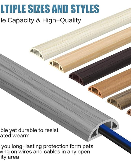 Floor Cord Covers for Wires 20FT Cable Hider Wire Cover Self Adhesive Cord Hider Floor for Offices, Homes, Workshops, Warehouses Cable Cavity 0.39" W x 0.27" H