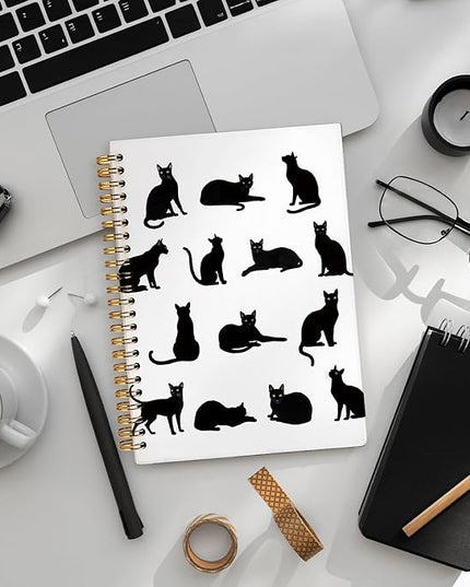 Cat Notebook, Cat Journal - Cat Gift Journal, Black Cat Spiral Notebook, Black Cat Gifts, Cat Notepad, Cat Stationary, College Ruled Spiral Notebook 80 Sheets -160 Pages 5.5x8.3 Inch