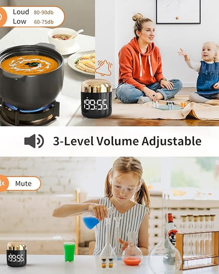 Digital Kitchen Timer,Countdown Countup Timer with Large LED Display Volume Adjustment,Timer for Cooking, Classroom Time for Kids and Teachers. (Gold)