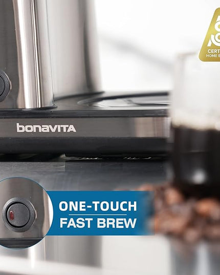 Bonavita 8 Cup Drip Coffee Maker Machine, One-Touch Pour Over, Auto Pause Brewing with Stainless Steel Double Wall Thermal Carafe, SCA Certified, Dishwasher Safe, BV1901TS
