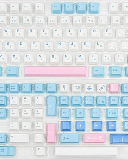 Guffercty kred 141 Cherry MX keycaps PBT Key Cap Cover Set 60 Percent Dye-Sub for Mx Switch Mechanical Keyboard (Cherry/Milk Cover)