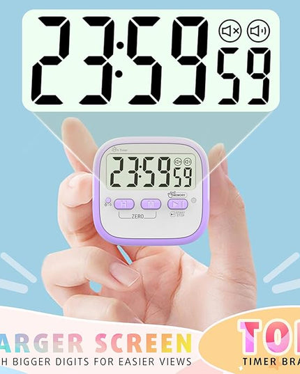 Antonki 2 Pack Classroom Timers for Kids Teachers, Magnetic Countdown Digital Kitchen Timer for Cooking, Study, Exercise, Games, Time Mangement - Loud/Silent Mode - Battery Included