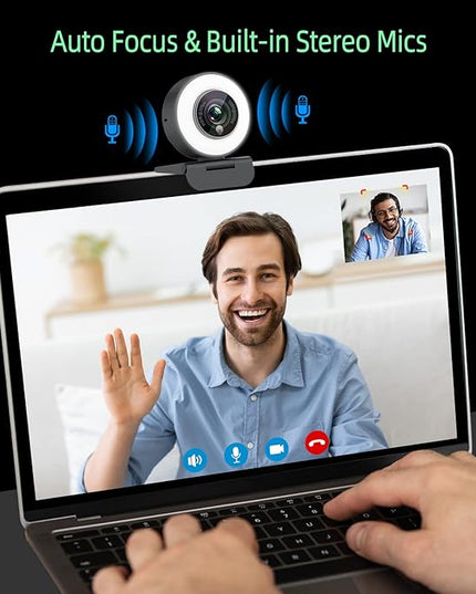 Angetube 1080p Webcam with Ring Light for Streaming: USB 60FPS Web Camera with Microphone-HDR-Enabled-HD Auto Light Correction Web Cam with Adjustable FOV, for Teams, Zoom, PC/Laptop/Mac/Desktop