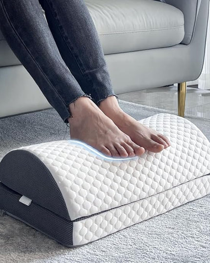 Foot Rest Pillow for Under Desk at Work Office Footrest High Density Memory Foam Cooling Fabric Height Adjustable Foot Elevation Firm Feet Rest