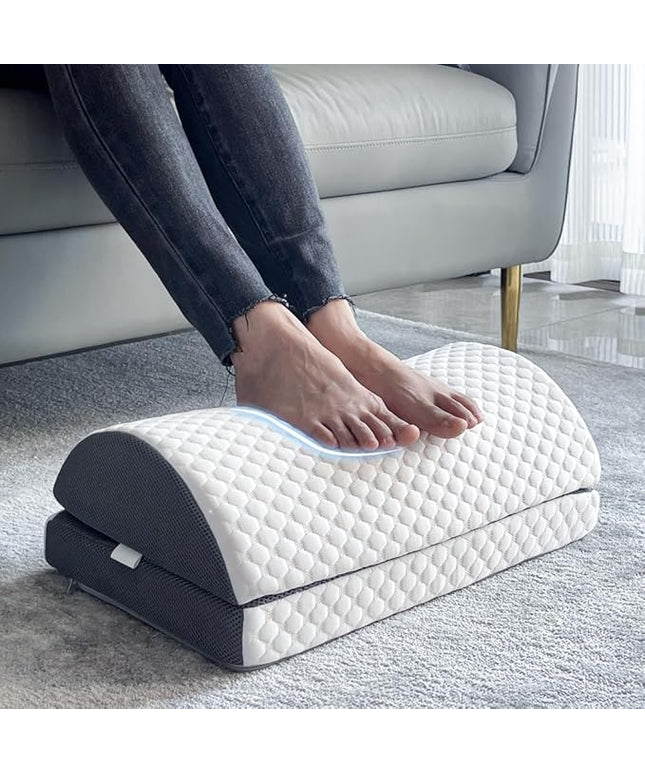 Foot Rest Pillow for Under Desk at Work Office Footrest High Density Memory Foam Cooling Fabric Height Adjustable Foot Elevation Firm Feet Rest