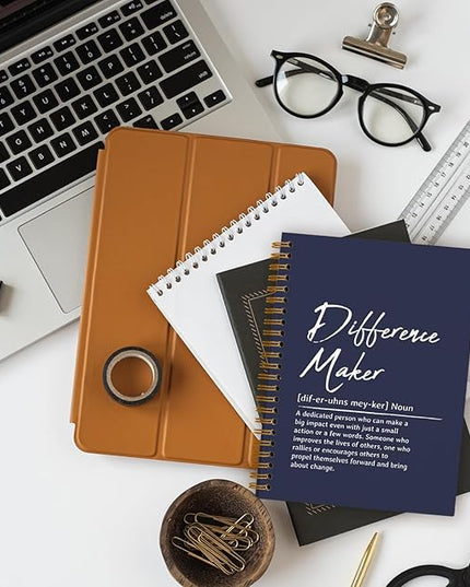 OXW Navy Blue Notebooks for Work, Difference Maker Gift Meeting Notebook Journal for Writing, Employee Appreciation Gifts, Thank You Gifts for Women Men Leader Mentor Boss Manager, 5.5"x8.3"