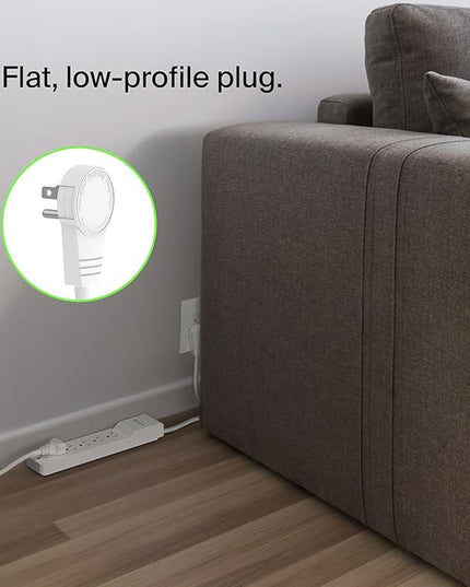 Belkin 6-Outlet Power Strip Surge Protector w/Flat Rotating Plug, 6ft Cord – Ideal for Personal Electronics, Small Appliances and More (1080 Joules), White, 6' - 6 Pack