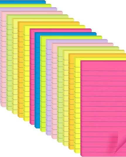 (18 Pack) Lined Sticky Notes 4x6 in Post, Self-Stick Pads Bright Colors Sticky Note, Recyclable, Easy to Post for Home, Office, School