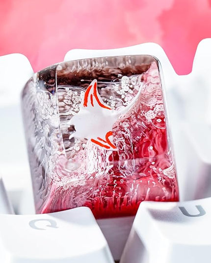 Manta Ray Artisan Keycap Pink Ocean Coral R1 SA Profile Custom Sea Creatures Keycaps 1U ESC Handmade Gaming Resin Key Cap Cherry MX Switch Compatible Mechanical Keyboard Manta Ray Lover Gift