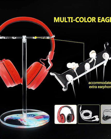 Clear Acrylic Headphone Stand for AirPods Max/Gaming Headsets (HyperX/Xbox) - Universal Holder for Bose, Beats & Wireless Headphones - Space-Saving Organizer (Color Eagle/Hawk)