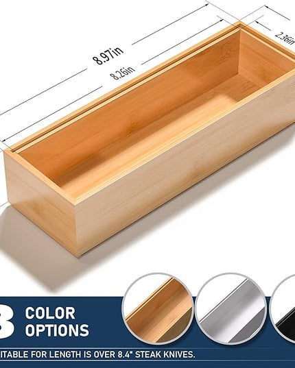 Silverware Tray for Drawer, Stackable Kitchen Bamboo Drawer Organizer 9" x 3" x 2" Set of 2