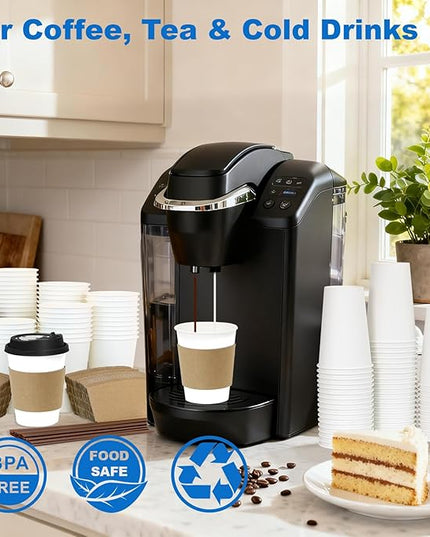 Coolcap 12 oz 500 Pack Coffee Cups with Lids and Sleeves, Straws, Hot Disposable To Go Travel Paper Cups Bulk for Office, Home Coffee Bar Accessories, Chocolate, Cocoa, Beverage (White)